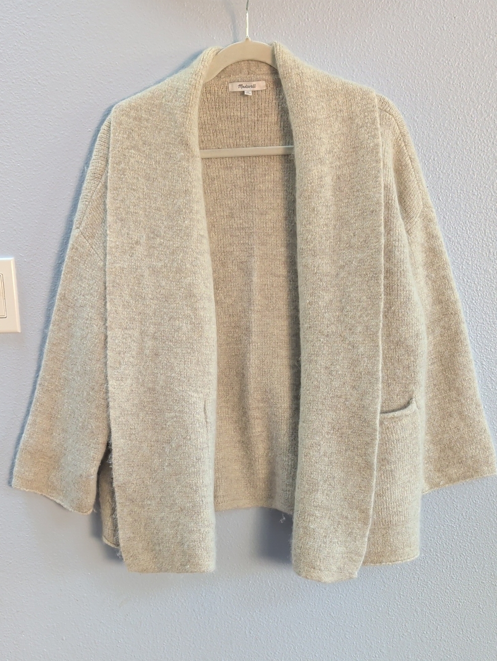 Madewell Mclean Shawl Collar Cream Open-Front Cozy Knit Cardigan
